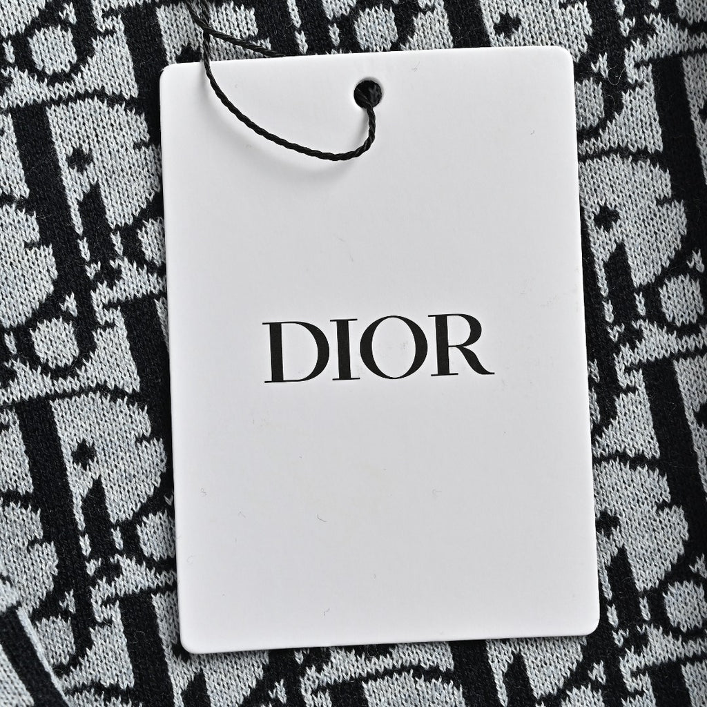Dior CD Oblique Jacquard Lined Full-Zip Hoodie Sweatshirt - Black