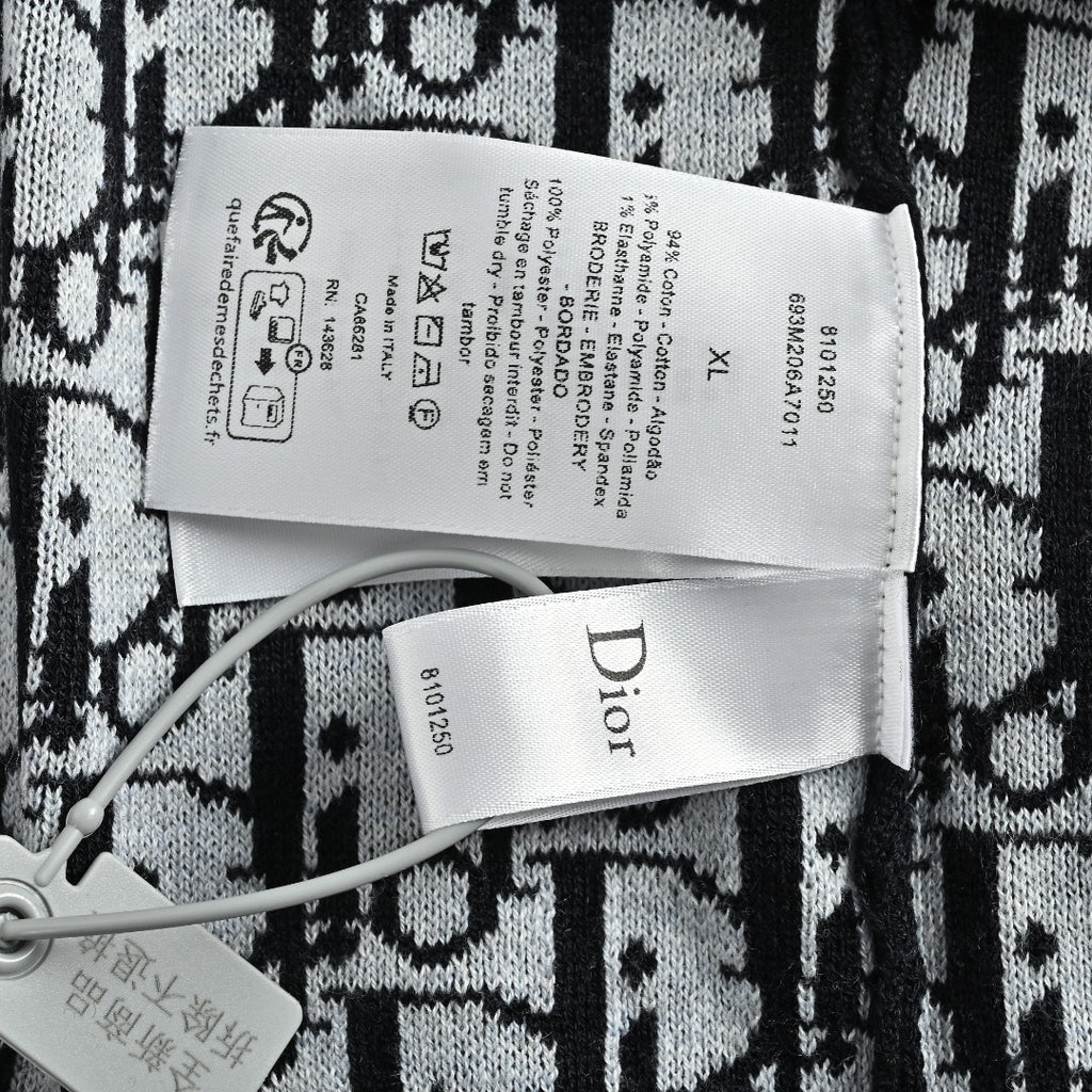 Dior CD Oblique Jacquard Lined Full-Zip Hoodie Sweatshirt - Black