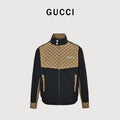 Gucci Vintage GG Supreme Patchwork Stand Collar Zip Jacket - Black Tan