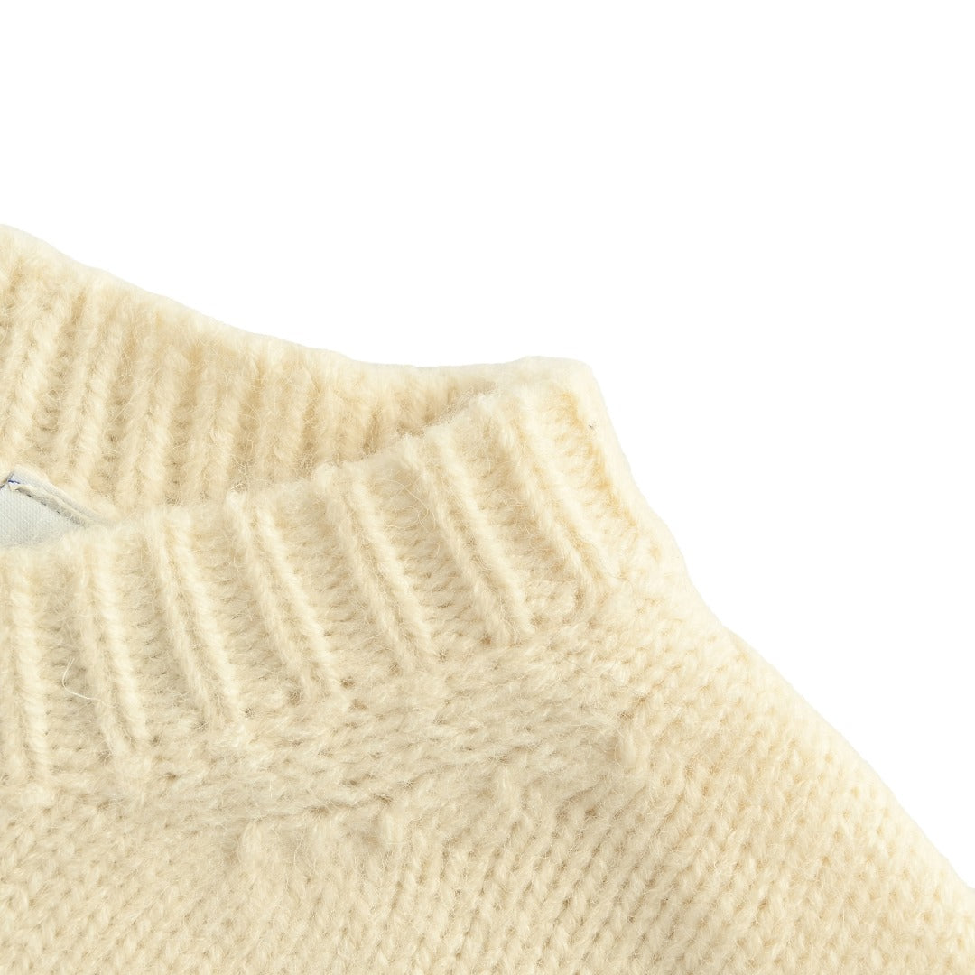 Burberry Equestrian Knight Blue Label Cashmere Jacquard Crewneck Sweater - Ivory