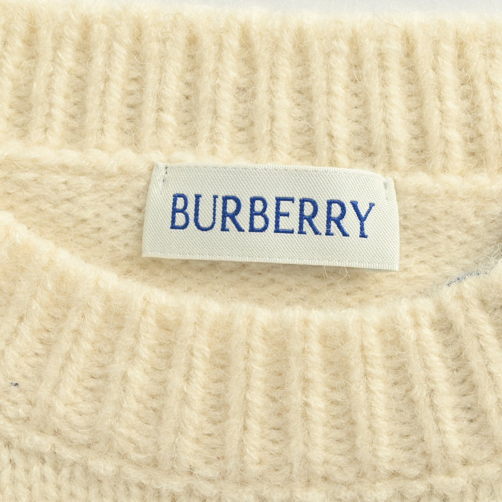 Burberry Equestrian Knight Blue Label Cashmere Jacquard Crewneck Sweater - Ivory