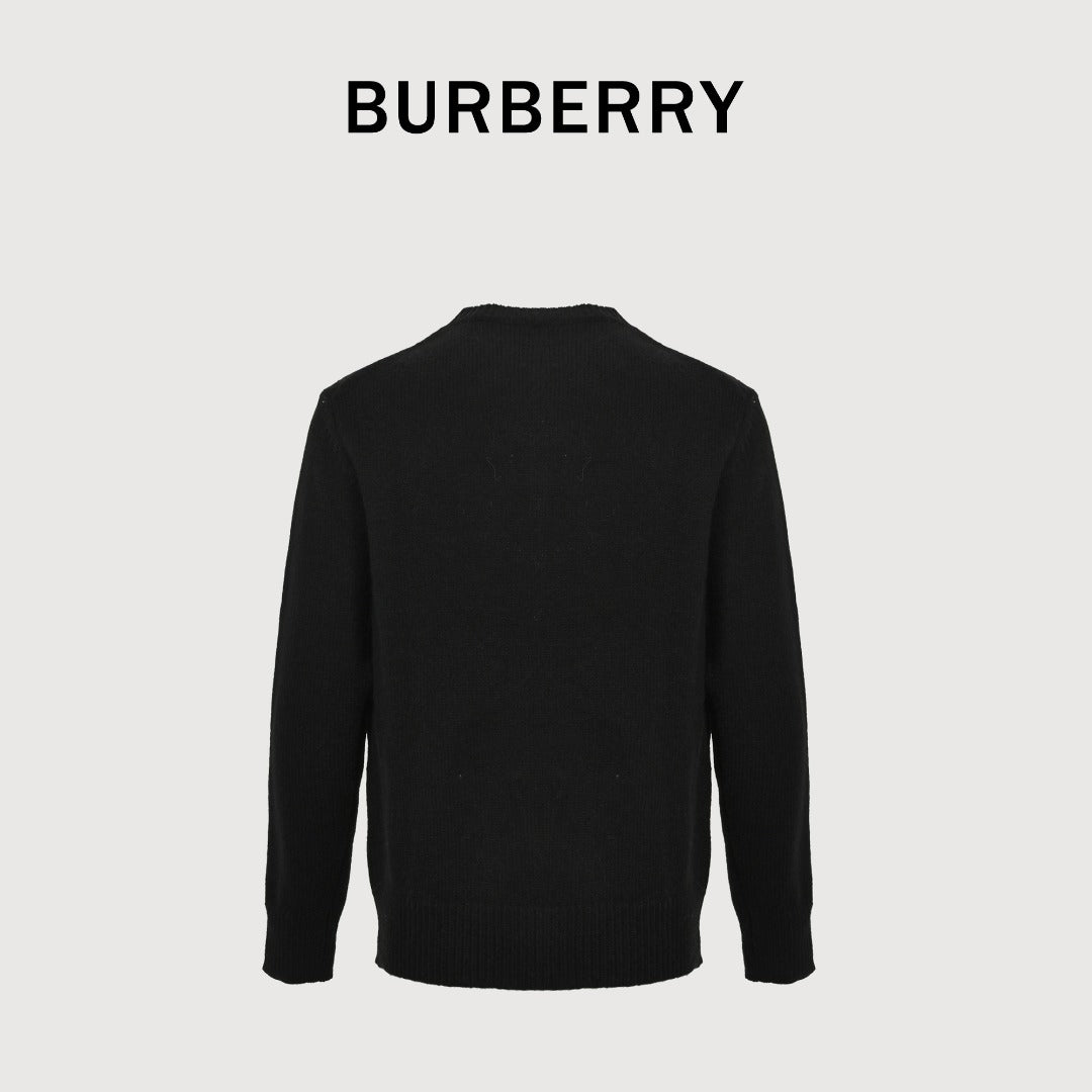 Burberry Equestrian Knight Cashmere Jacquard Crewneck Sweater - Black