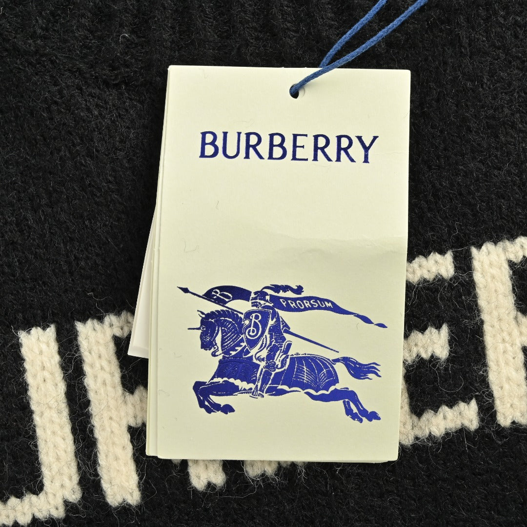 Burberry Equestrian Knight Cashmere Jacquard Crewneck Sweater - Black