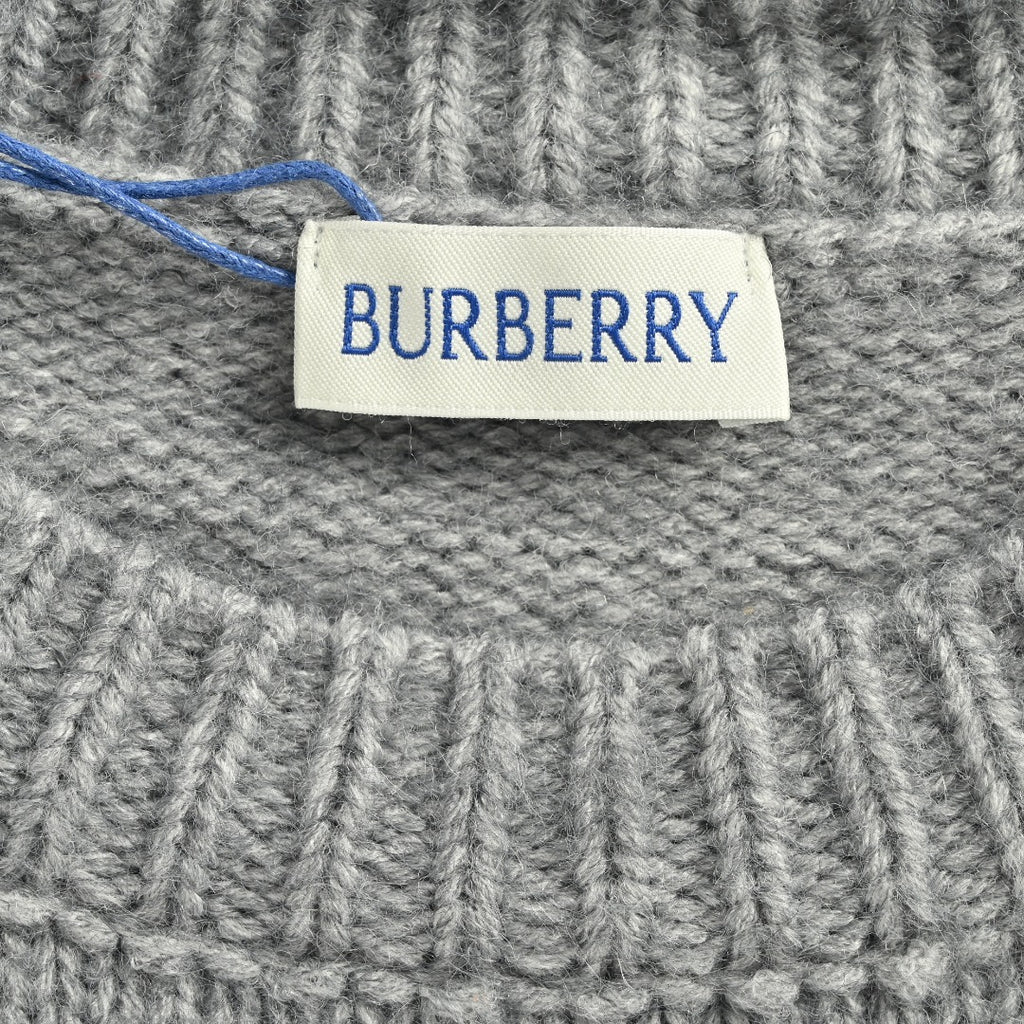 Burberry Equestrian Knight Cashmere Jacquard Crewneck Sweater - Grey