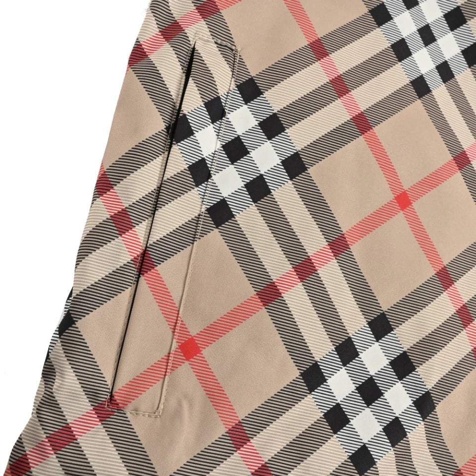 Burberry 24SS Equestrian Knight Check Reversible Hooded Jacket - Camel