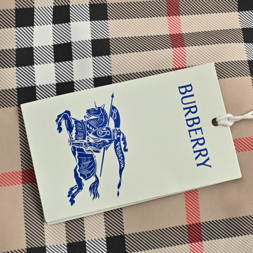 Burberry 24SS Equestrian Knight Check Reversible Hooded Jacket - Camel