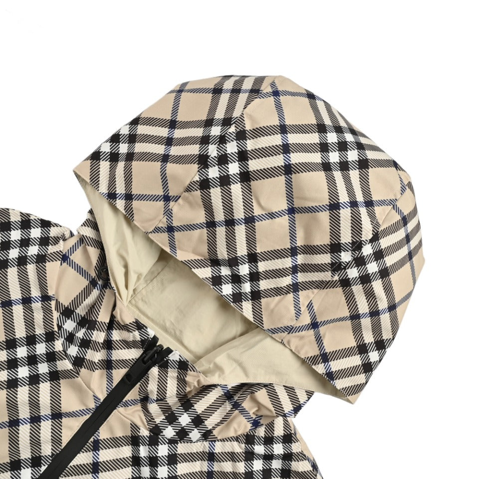 Burberry 24SS Equestrian Knight Check Reversible Hooded Jacket - Black