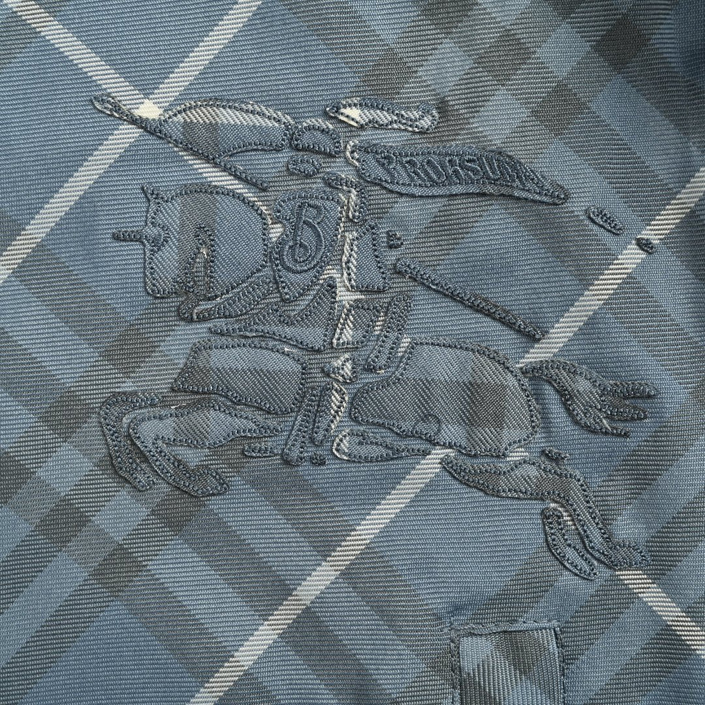 Burberry 24SS Diamond Argyle Check Equestrian Knight Reversible Hooded Jacket - Slate Blue