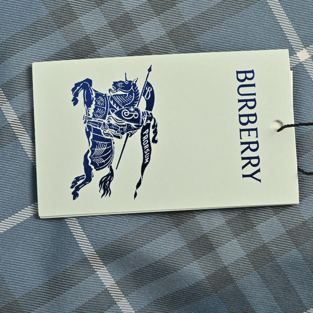 Burberry 24SS Diamond Argyle Check Equestrian Knight Reversible Hooded Jacket - Slate Blue
