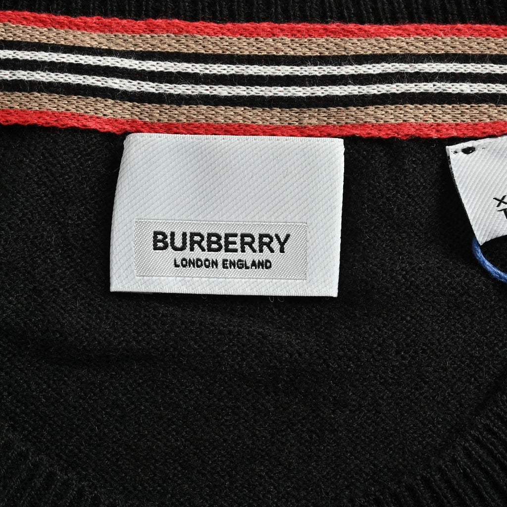 Burberry BBR Heritage Stripe Cuff Crewneck Sweater - Black