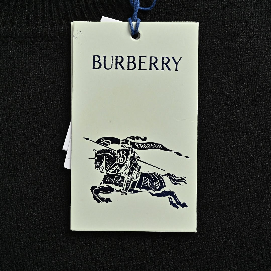 Burberry BBR Heritage Stripe Cuff Crewneck Sweater - Black