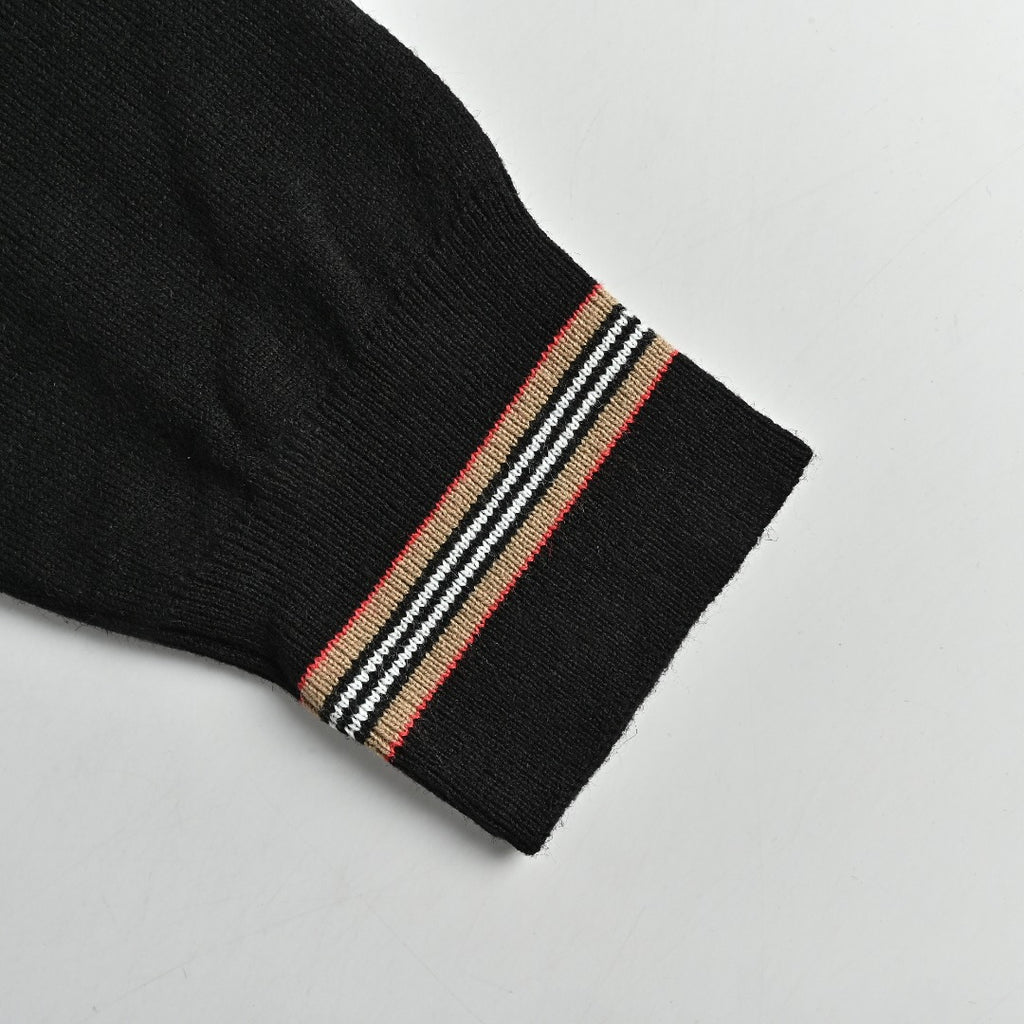 Burberry BBR Heritage Stripe Cuff Crewneck Sweater - Black