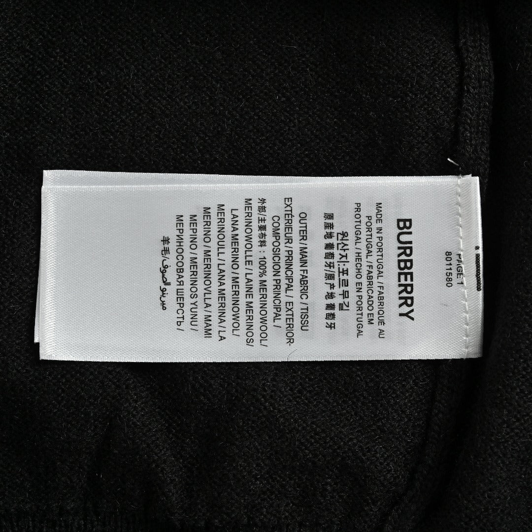 Burberry BBR Heritage Stripe Cuff Crewneck Sweater - Black