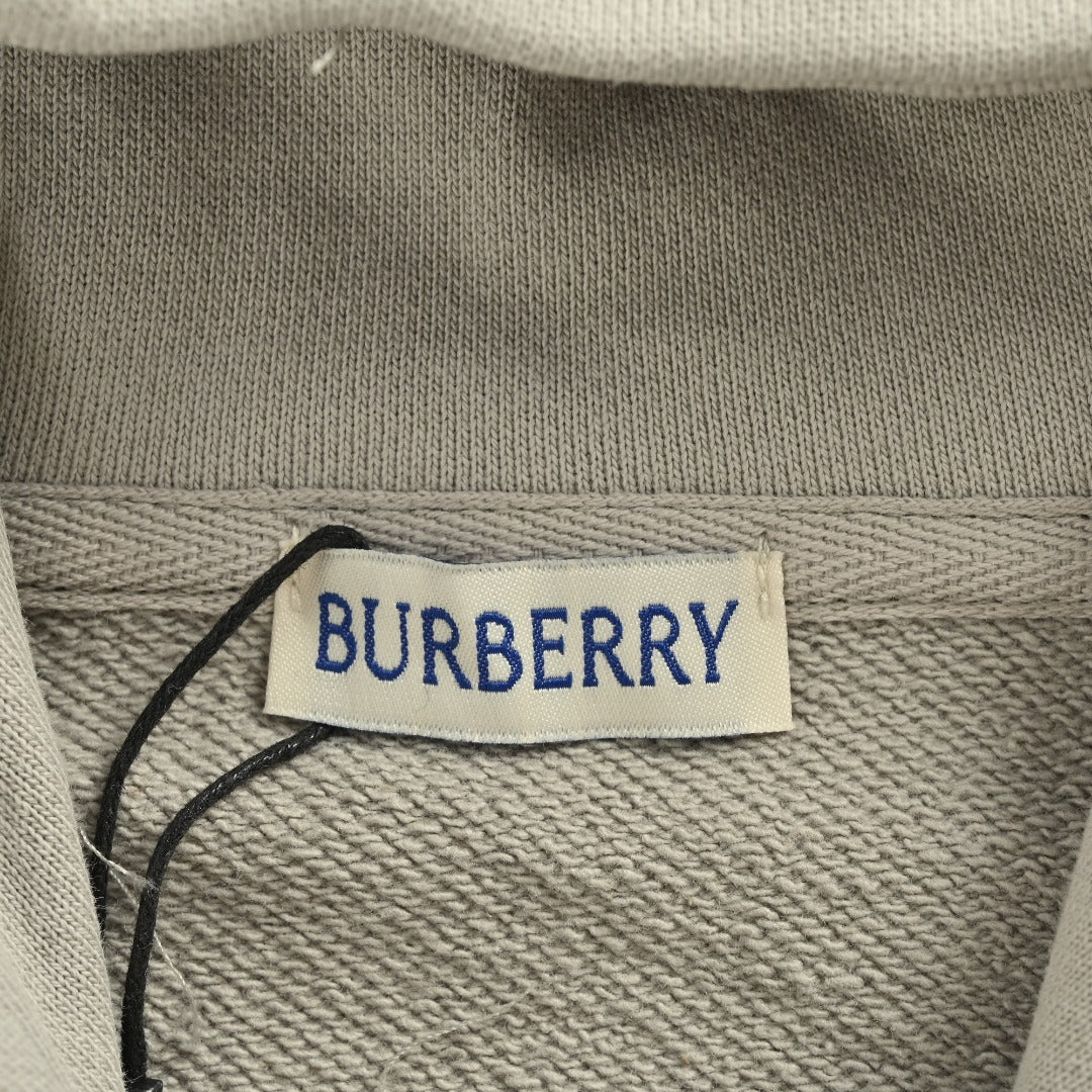 Burberry 25FW Back Stamp Equestrian Knight Embroidered Double-Zip Set Hoodie - Stone Grey