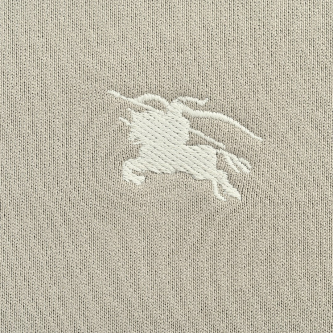 Burberry 25FW Back Stamp Equestrian Knight Embroidered Double-Zip Set Hoodie - Stone Grey