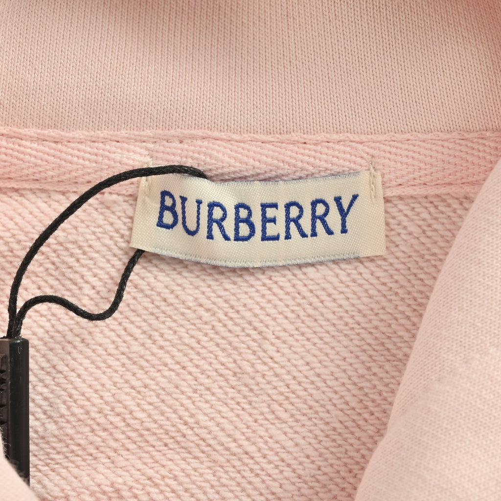 Burberry 25FW Back Stamp Equestrian Knight Embroidered Double-Zip Set Hoodie - Blush Pink