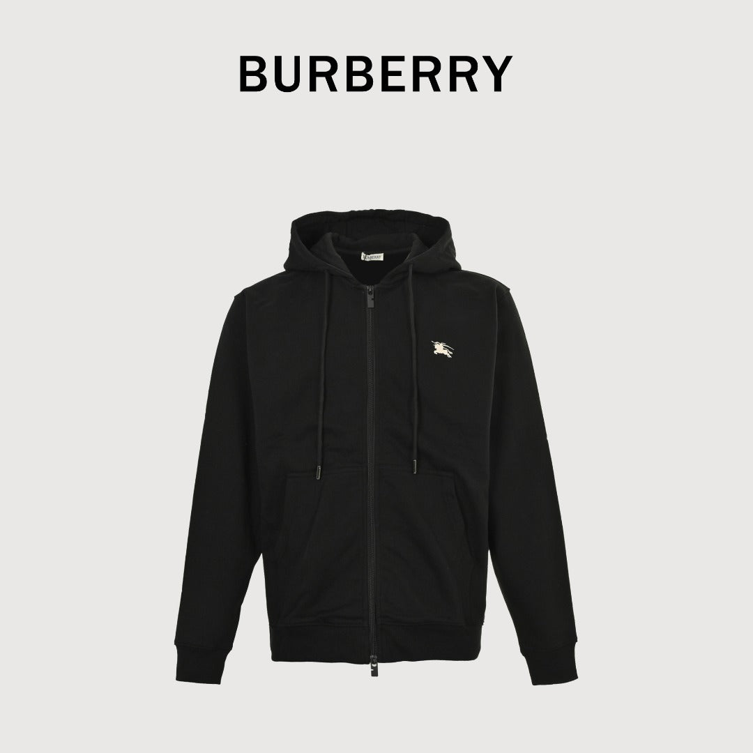 Burberry 25FW Equestrian Knight Embroidered Double-Zip Hoodie Set Jacket
