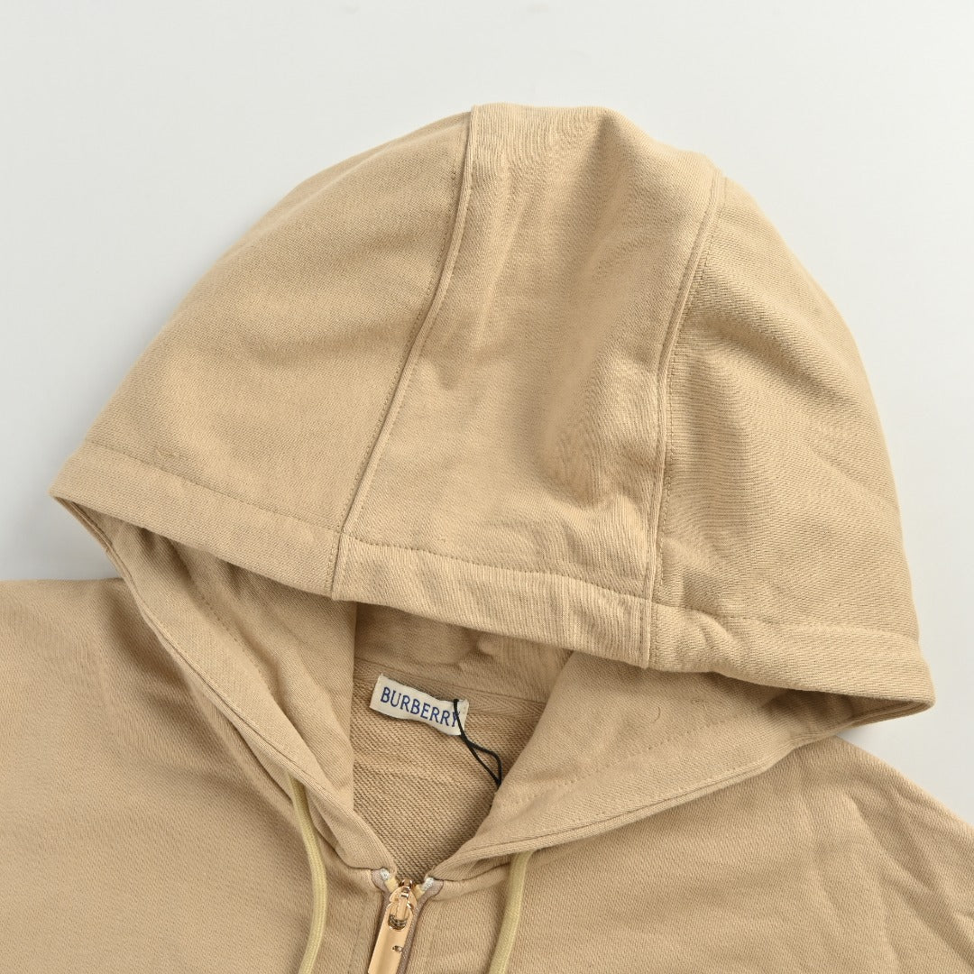 Burberry 25FW Equestrian Knight Embroidered Double-Zip Hoodie Set Jacket – Khaki