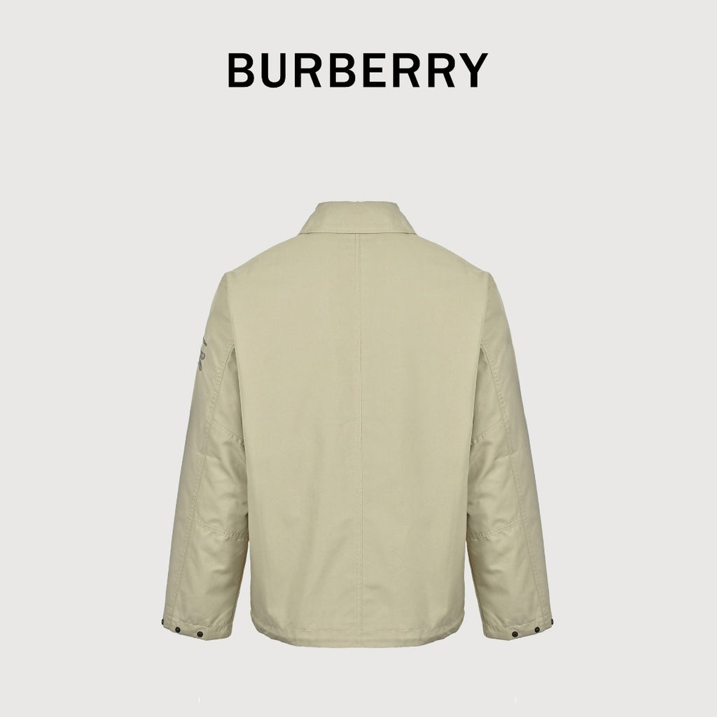 Burberry BBR 26SS Equestrian Knight Sleeve Embroidered Collared Zip Jacket – Stone