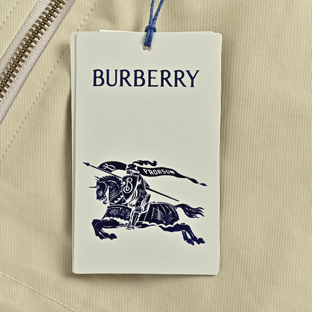 Burberry BBR 26SS Equestrian Knight Sleeve Embroidered Collared Zip Jacket – Stone
