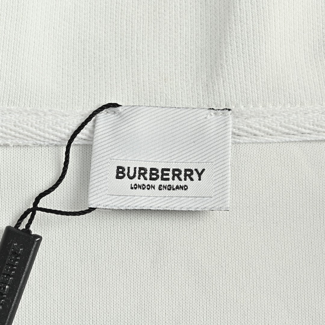 Burberry Equestrian Knight Vintage Check Splice Zip Hoodie Jacket – White