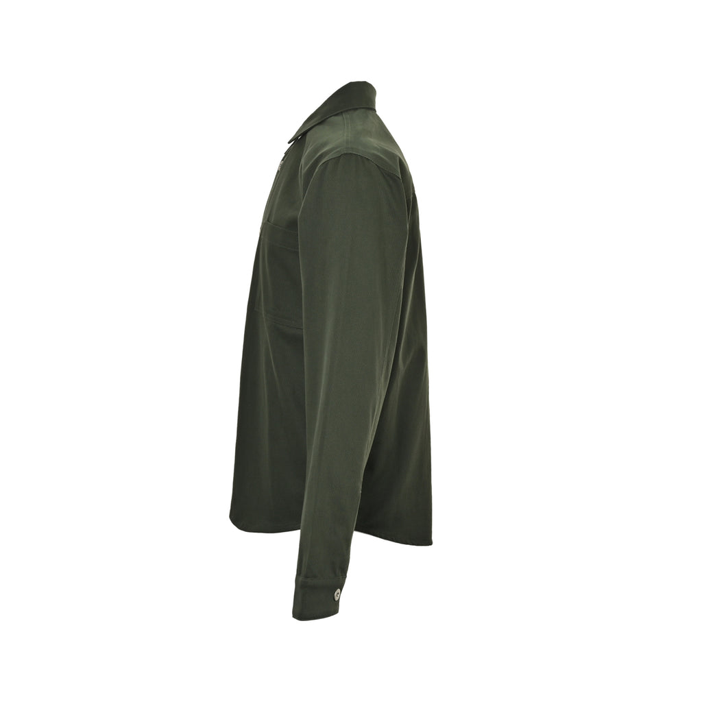 Burberry 25SS Shield Badge Spread Collar Denim Shirt Jacket – Olive