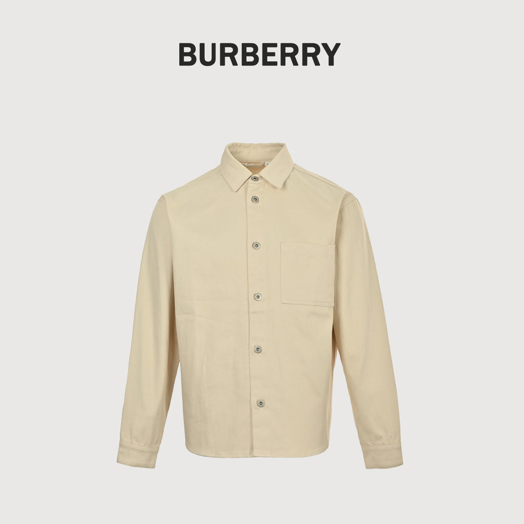 Burberry 25SS Shield Badge Spread Collar Denim Shirt Jacket – Stone