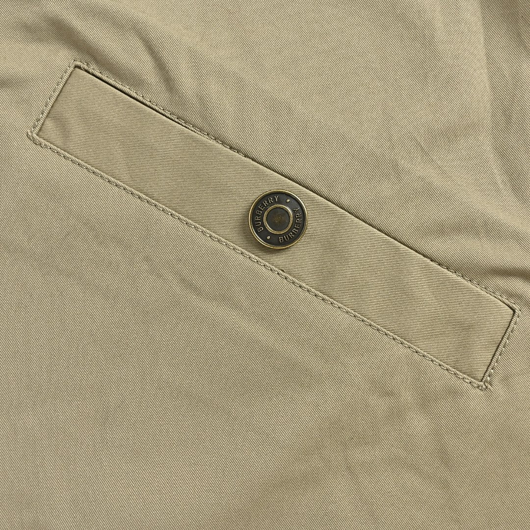 Burberry BBR Leather Collar Equestrian Knight Utility Pocket Zip Jacket – Khaki