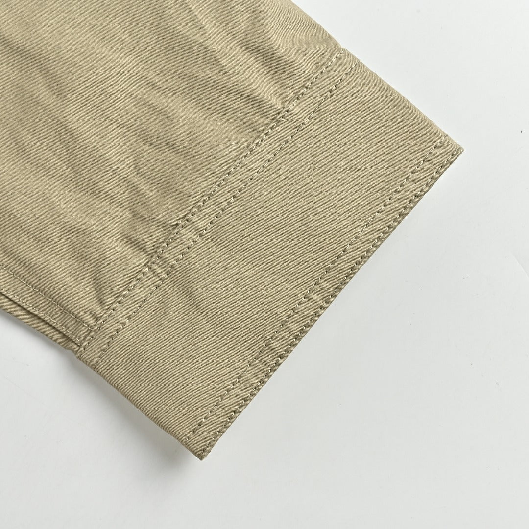 Burberry BBR Leather Collar Equestrian Knight Utility Pocket Zip Jacket – Khaki