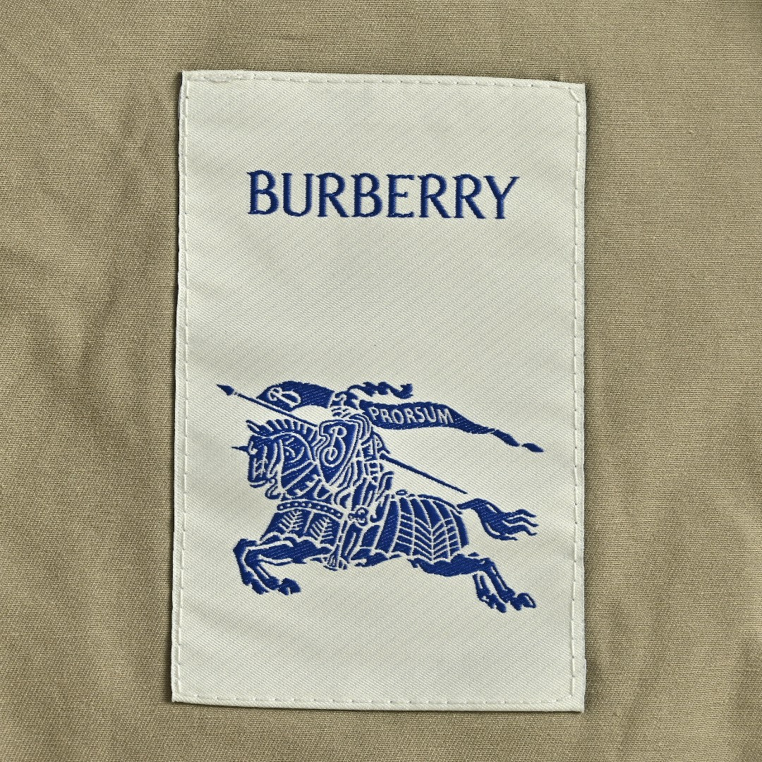 Burberry BBR Leather Collar Equestrian Knight Utility Pocket Zip Jacket – Khaki
