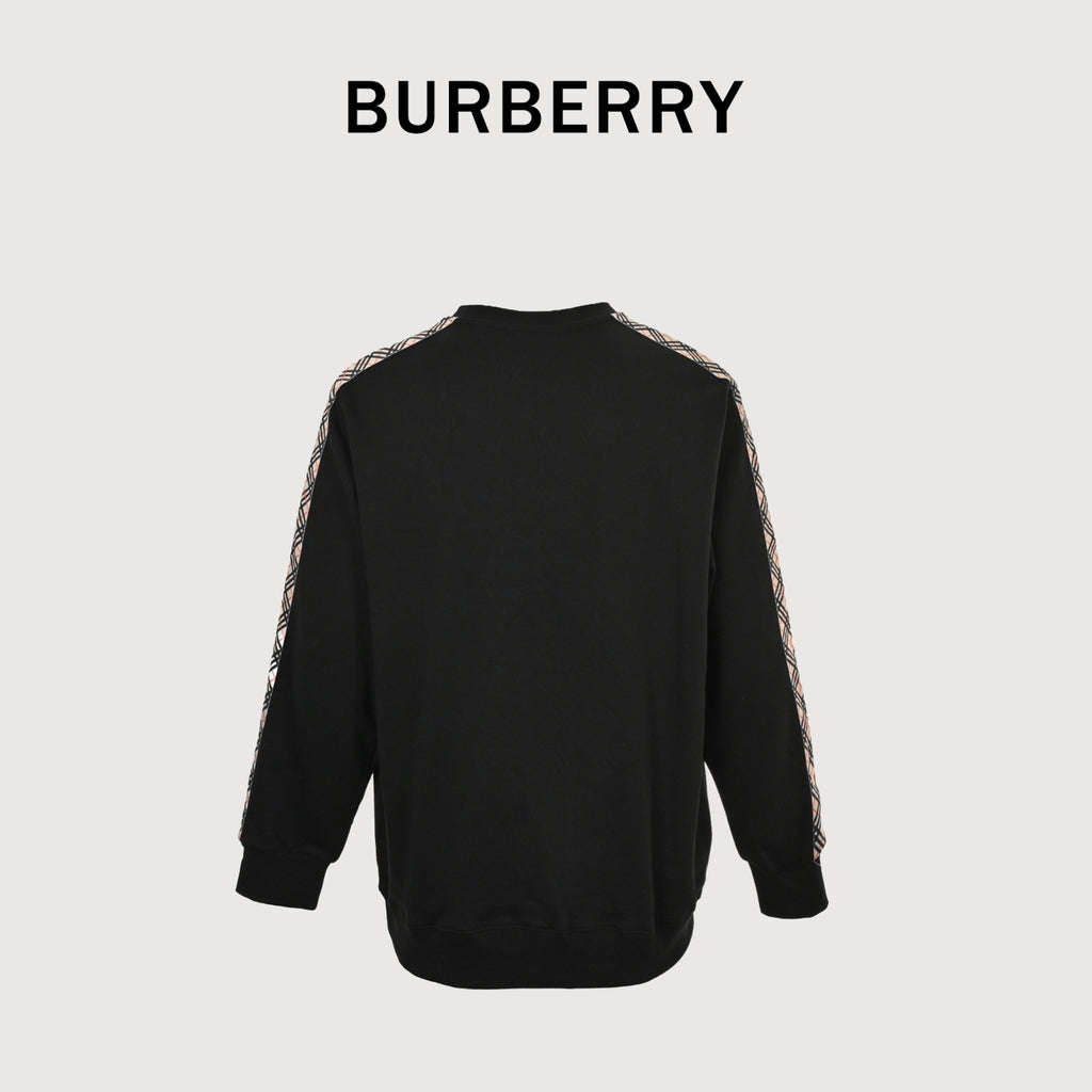 Burberry BBR Diamond Jacquard Tape Crewneck Sweatshirt – Black