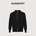 Burberry BBR Vintage Check Placket Wool Blend Cardigan – Black