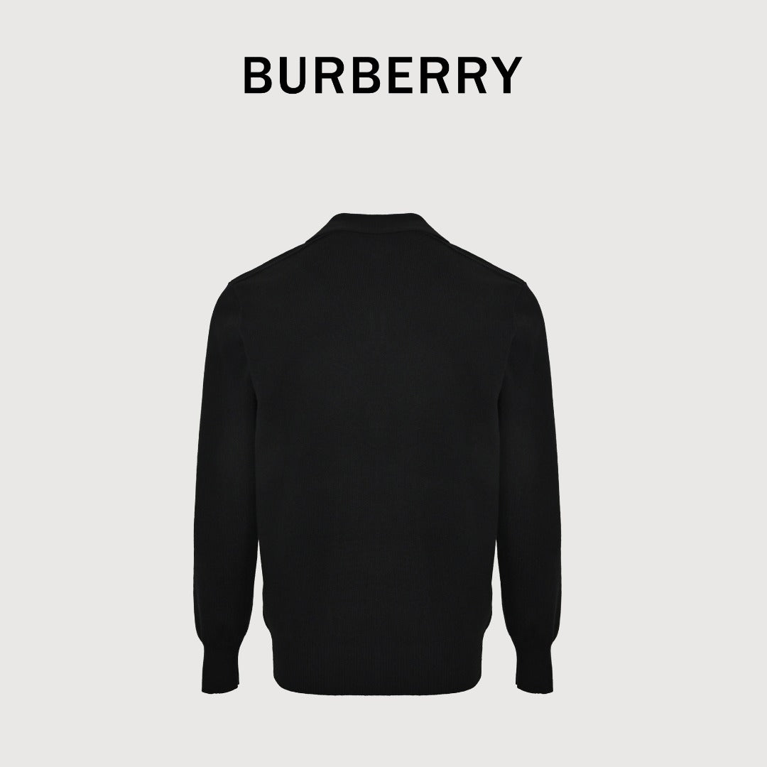 Burberry BBR Vintage Check Placket Wool Blend Cardigan – Navy