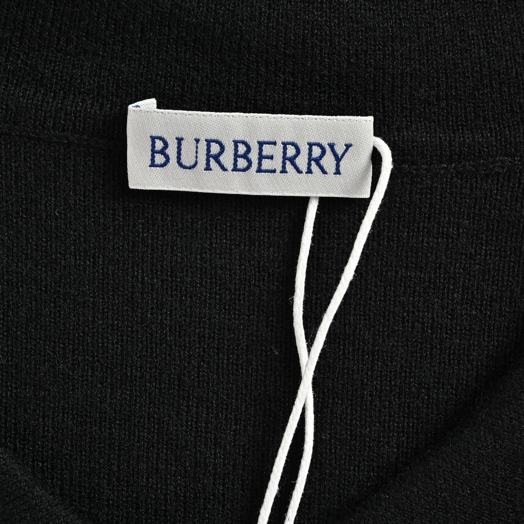 Burberry BBR Vintage Check Placket Wool Blend Cardigan – Navy