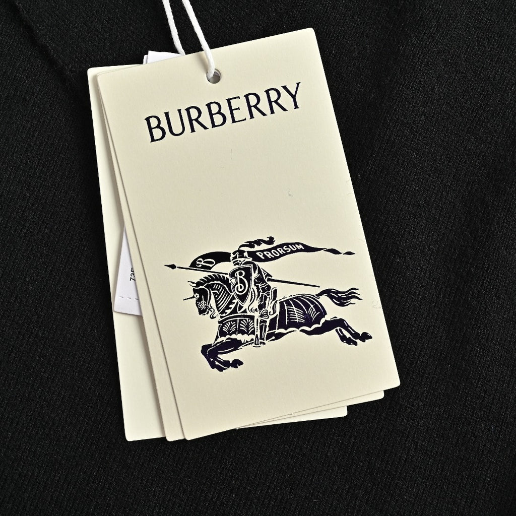 Burberry BBR Vintage Check Placket Wool Blend Cardigan – Navy