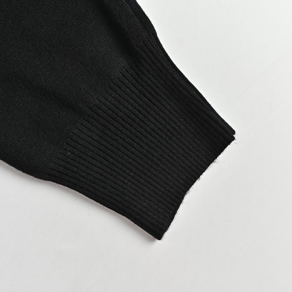 Burberry BBR Vintage Check Placket Wool Blend Cardigan – Black