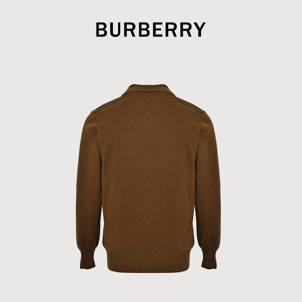 Burberry BBR Vintage Check Placket Wool Blend Cardigan – Camel