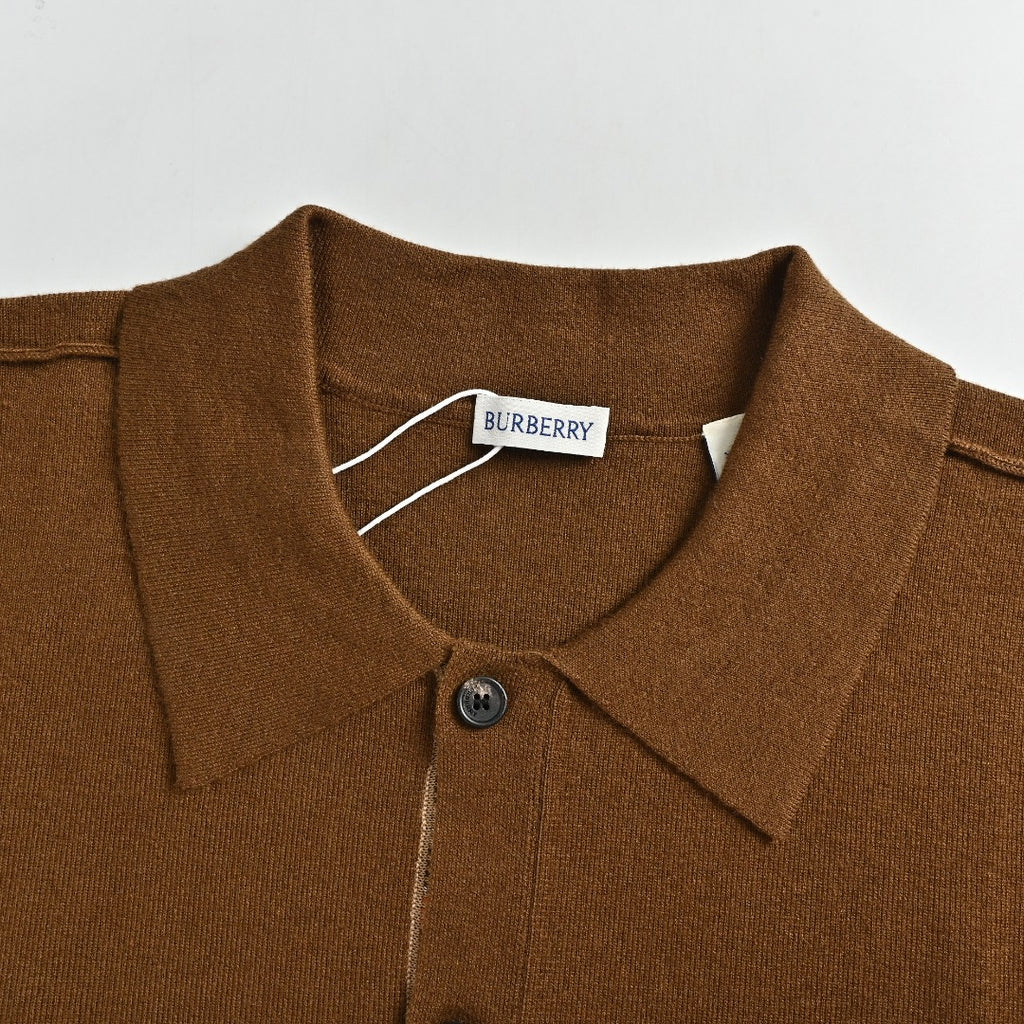 Burberry BBR Vintage Check Placket Wool Blend Cardigan – Camel