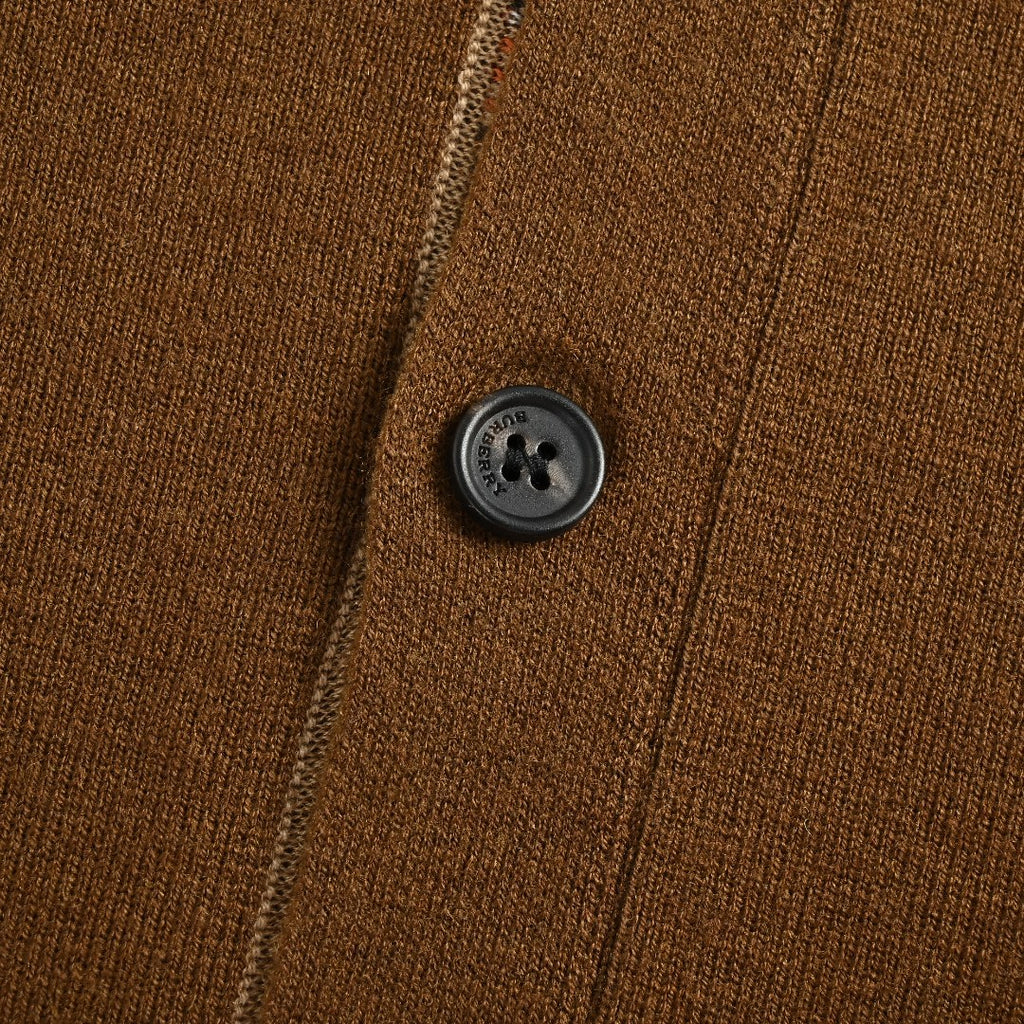 Burberry BBR Vintage Check Placket Wool Blend Cardigan – Camel
