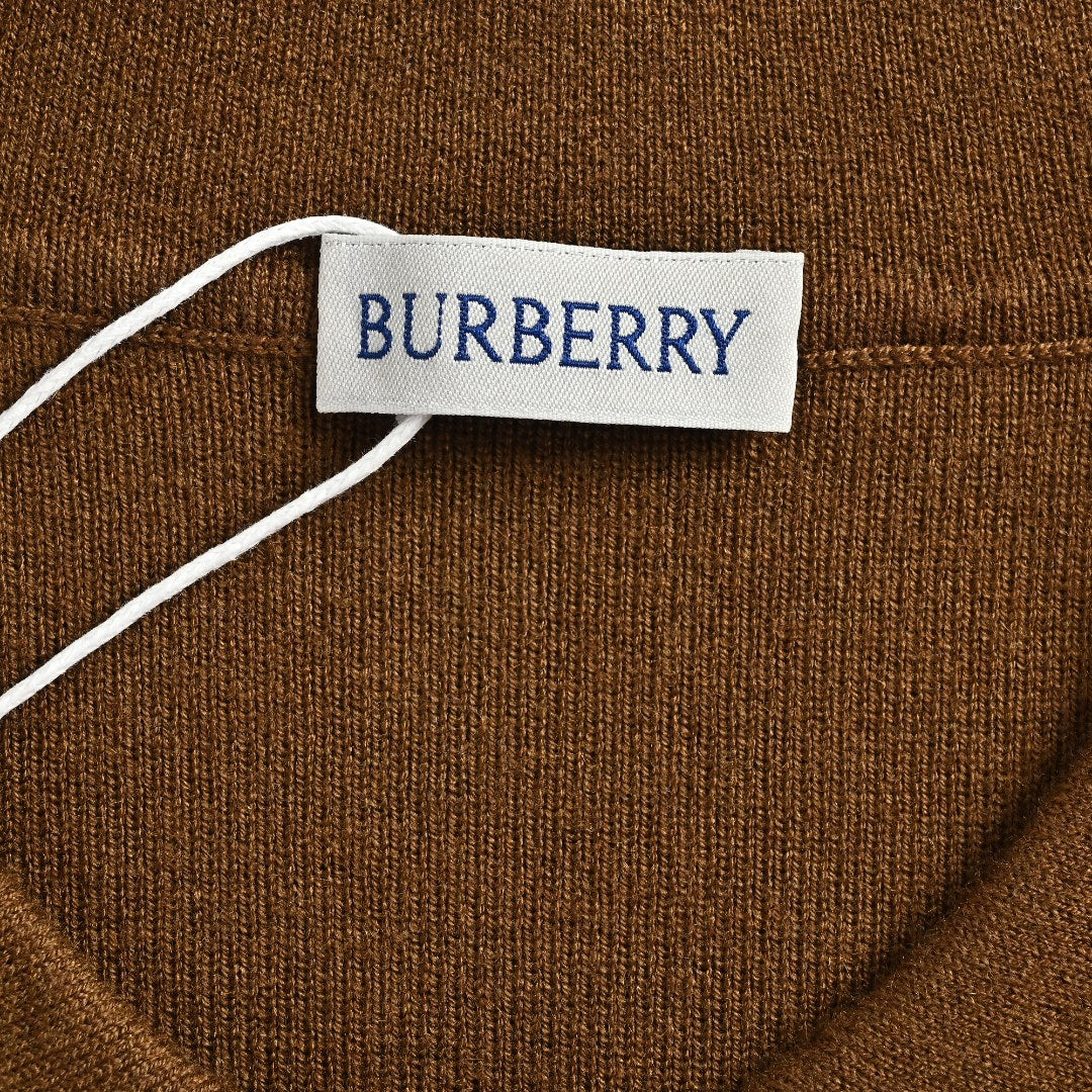 Burberry BBR Vintage Check Placket Wool Blend Cardigan – Camel