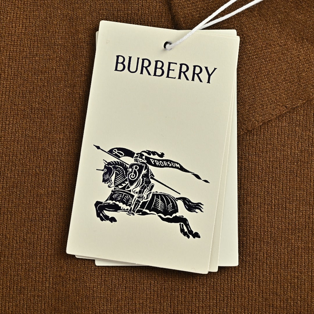 Burberry BBR Vintage Check Placket Wool Blend Cardigan – Camel