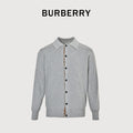 Burberry BBR Vintage Check Placket Wool Blend Cardigan – Grey