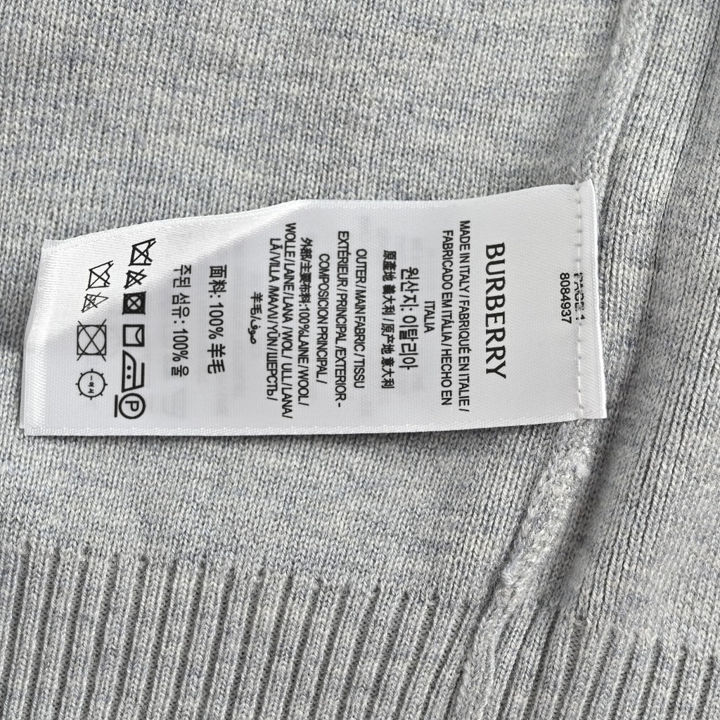 Burberry BBR Vintage Check Placket Wool Blend Cardigan – Grey