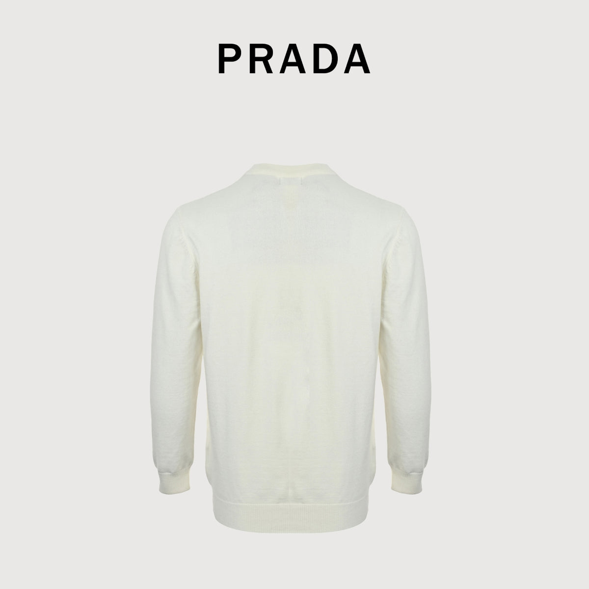 Prada 25FW Iconic Triangle Logo Crewneck Knit Sweater – Ivory