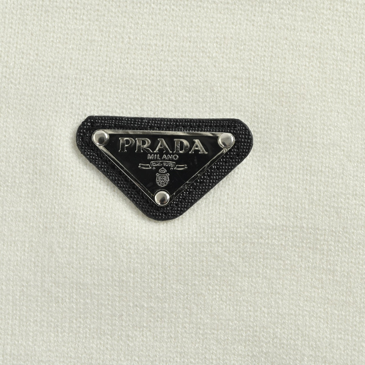 Prada 25FW Iconic Triangle Logo Crewneck Knit Sweater – Ivory