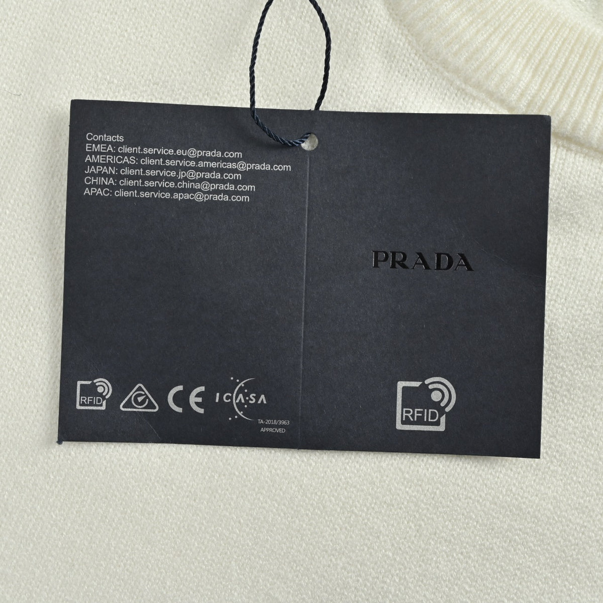 Prada 25FW Iconic Triangle Logo Crewneck Knit Sweater – Ivory