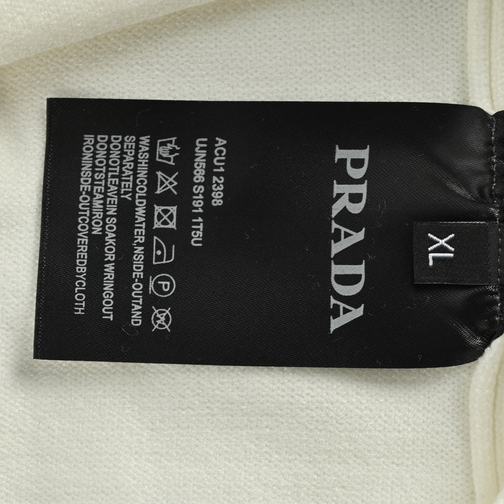 Prada 25FW Iconic Triangle Logo Crewneck Knit Sweater – Ivory