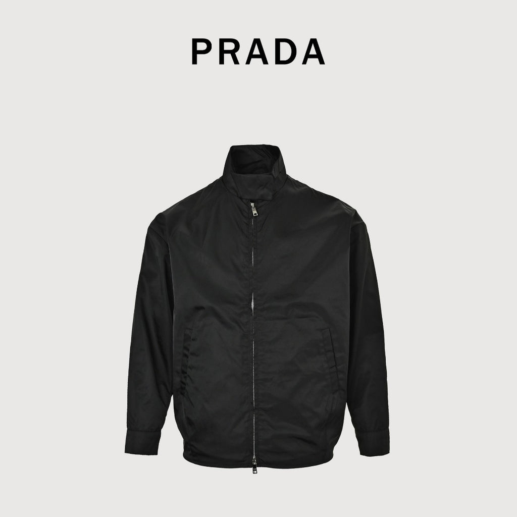 Prada Back Triangle Logo High-Neck Zip Jacket – Black