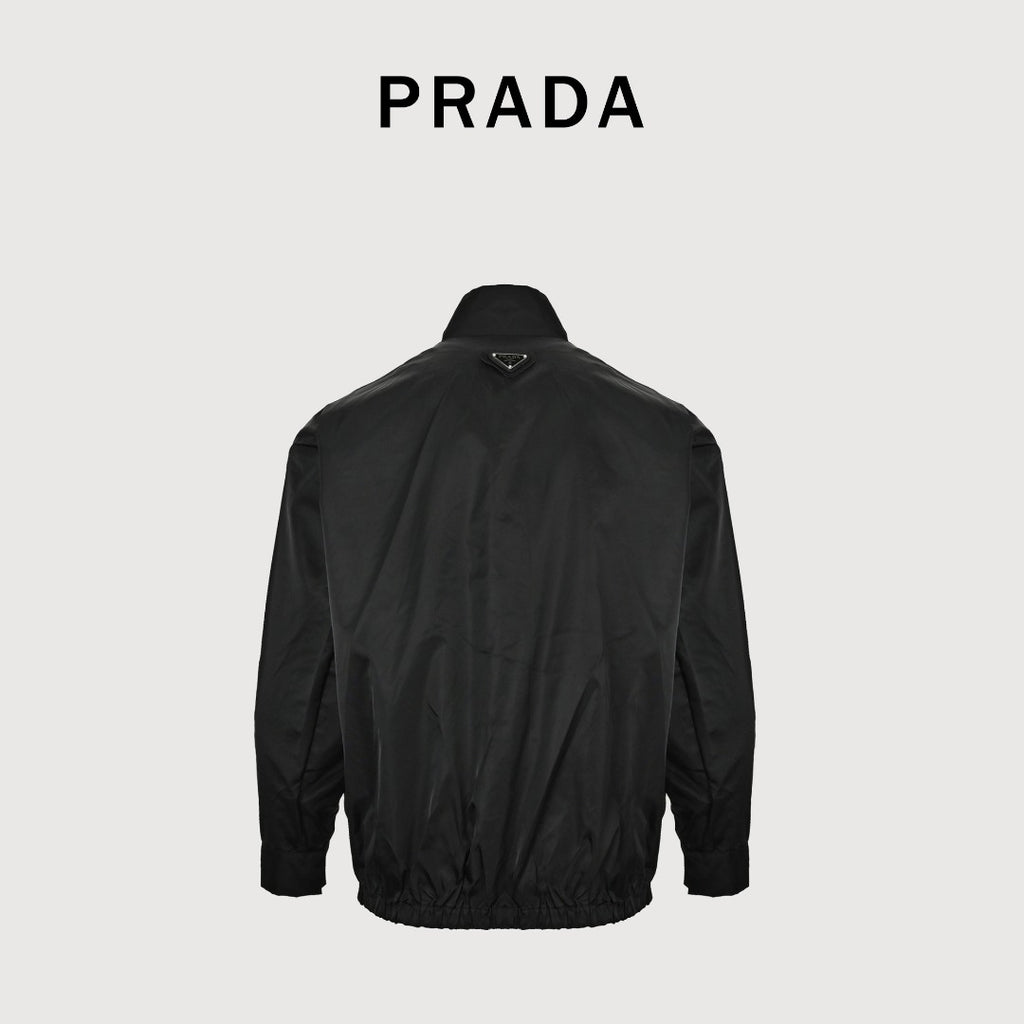 Prada Back Triangle Logo High-Neck Zip Jacket – Black