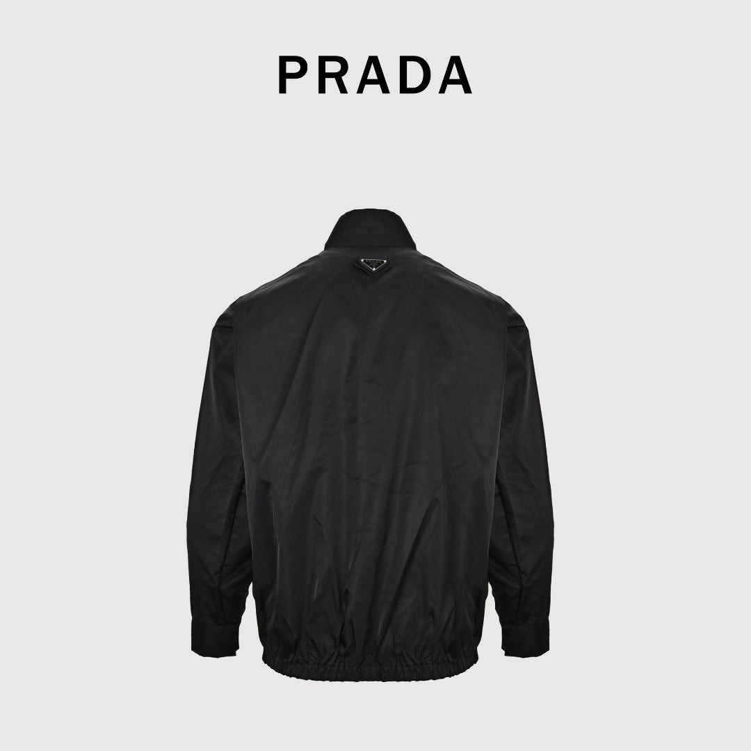 Prada Back Triangle Logo High-Neck Zip Jacket – Black